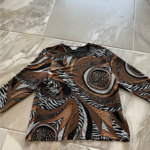 Alfred Dunner Tops - Alfred Dunner Brown and Black Patterned Blouse